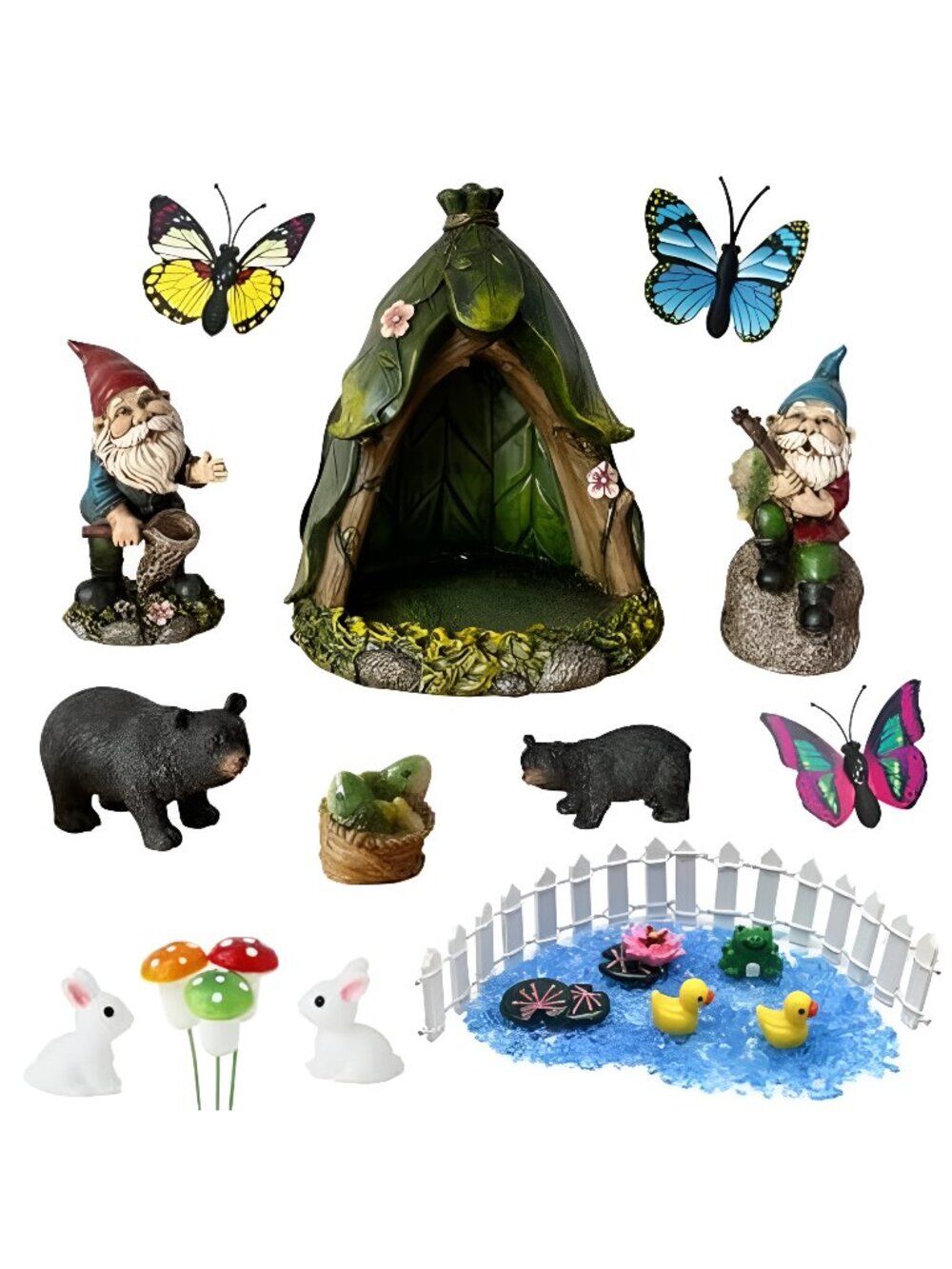 Outdoor Miniature Gnome Garden Kit- Fairy Houses Village Accessories